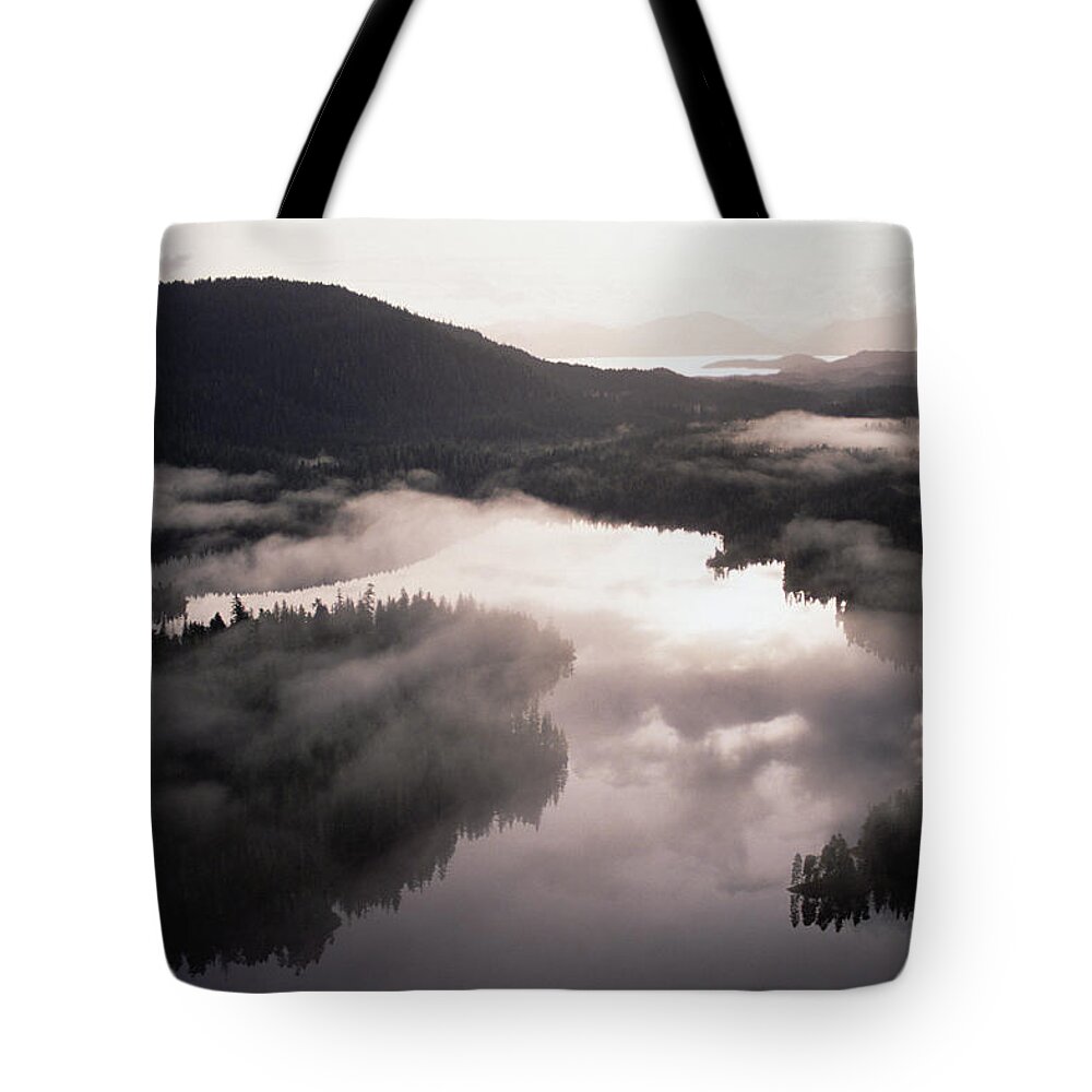 Mp Tote Bag featuring the photograph Aerial View Of Gokachin Lakes, Misty by Gerry Ellis