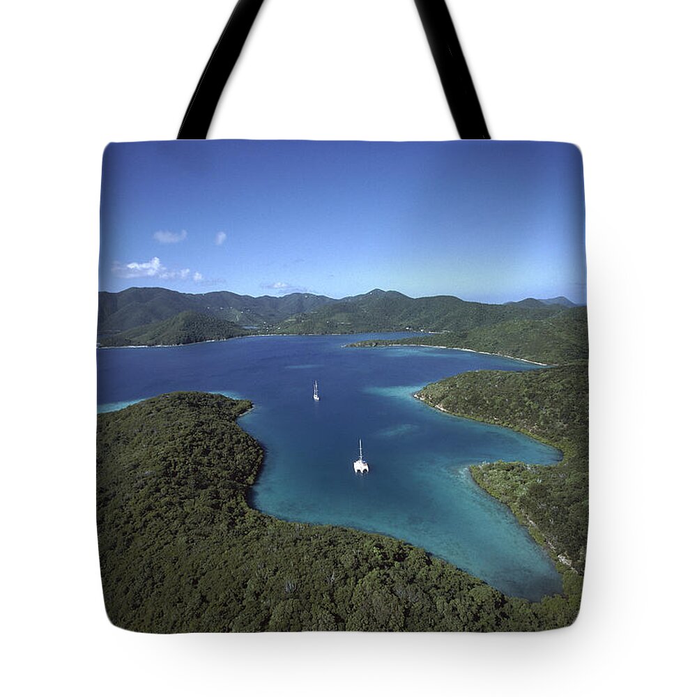 Mp Tote Bag featuring the photograph Aerial View Of Hurricane Bay, Virgin by Gerry Ellis