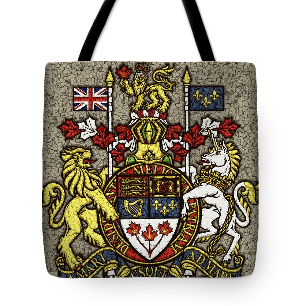 Canada Tote Bag featuring the photograph Aged and Cracked Canada Coat of Arms by David G Paul
