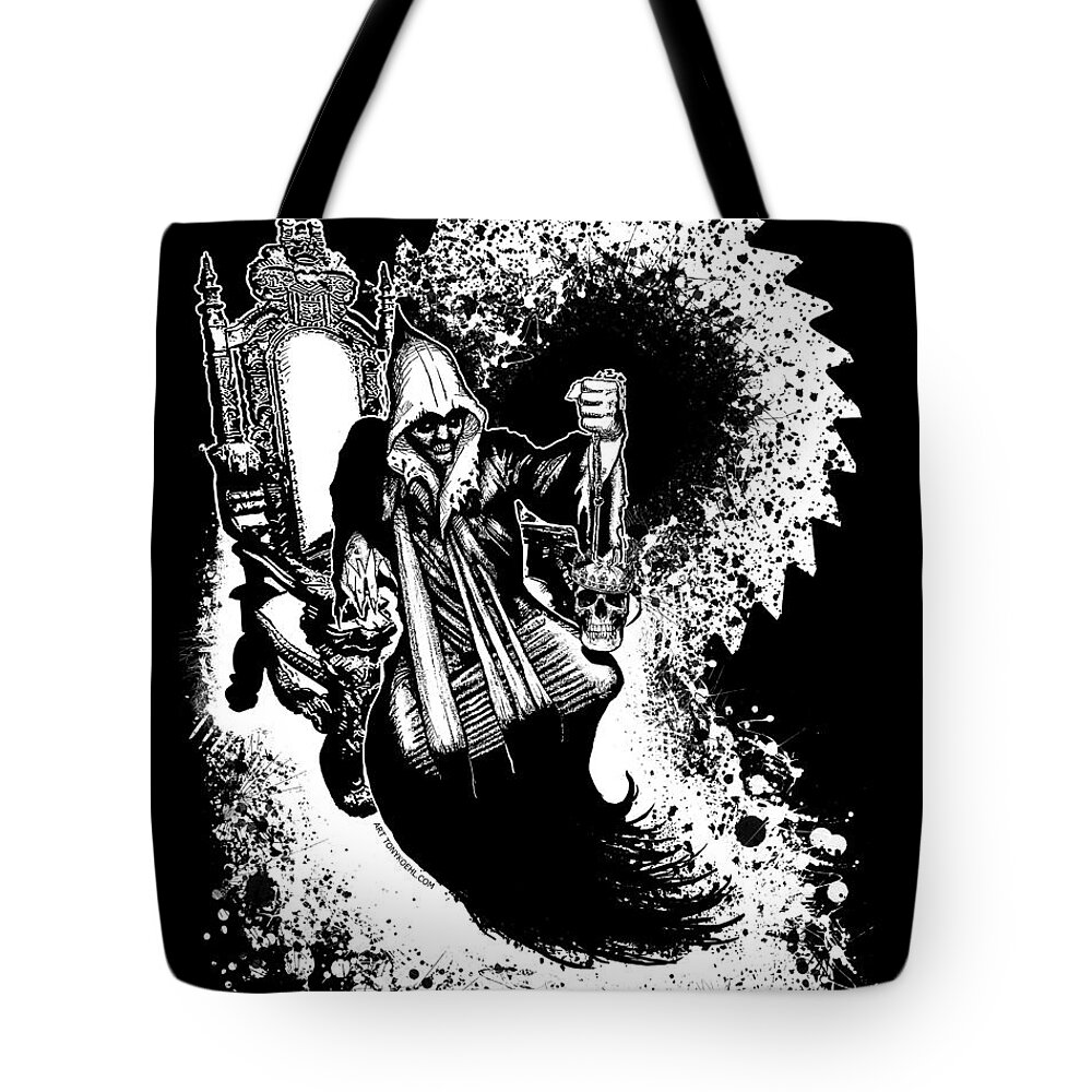 Tony Koehl Tote Bag featuring the mixed media All Kings Die by Tony Koehl