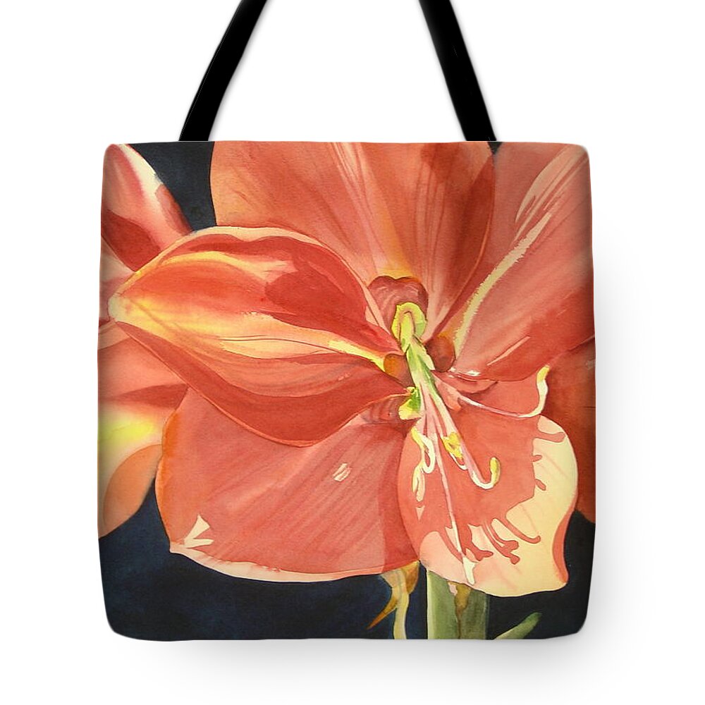 Watercolor Tote Bag featuring the painting Amaryllis by Marlene Gremillion