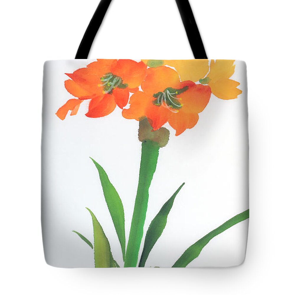 Flower Tote Bag featuring the painting Amaryllis by Yolanda Koh