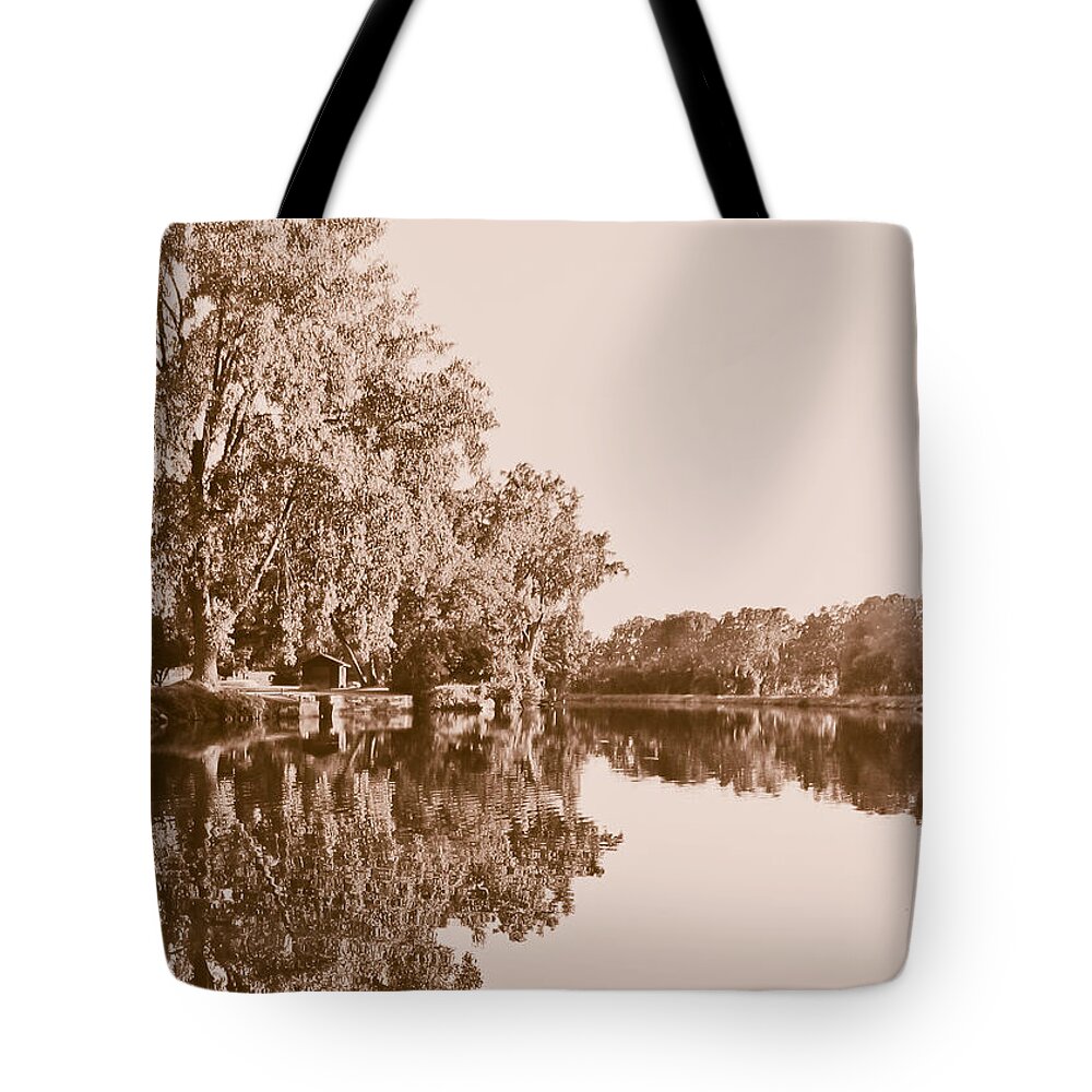 Landscape Photo Tote Bag featuring the photograph Amber Reflection by Sara Frank
