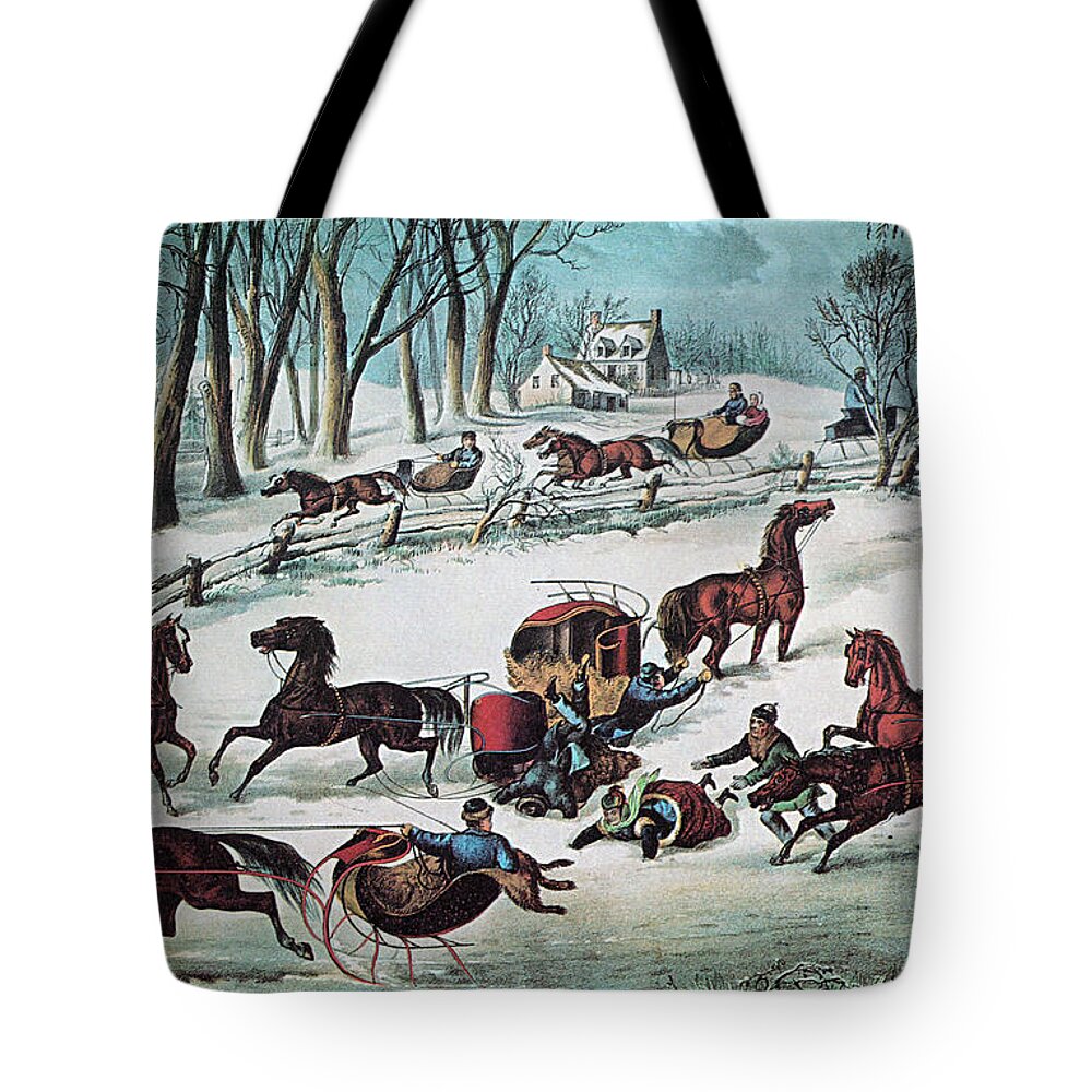 History Tote Bag featuring the photograph American Winter 1870 by Photo Researchers