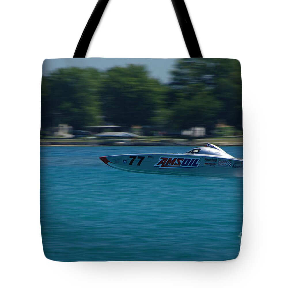 Amsoil Tote Bag featuring the photograph Amsoil Offshore Racer by Grace Grogan