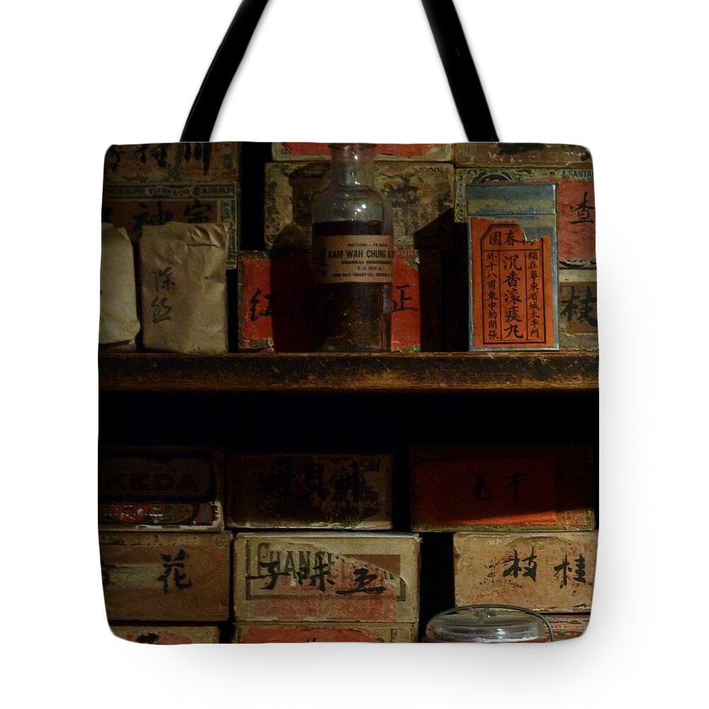 Still Life Tote Bag featuring the photograph Apothecary by Newel Hunter