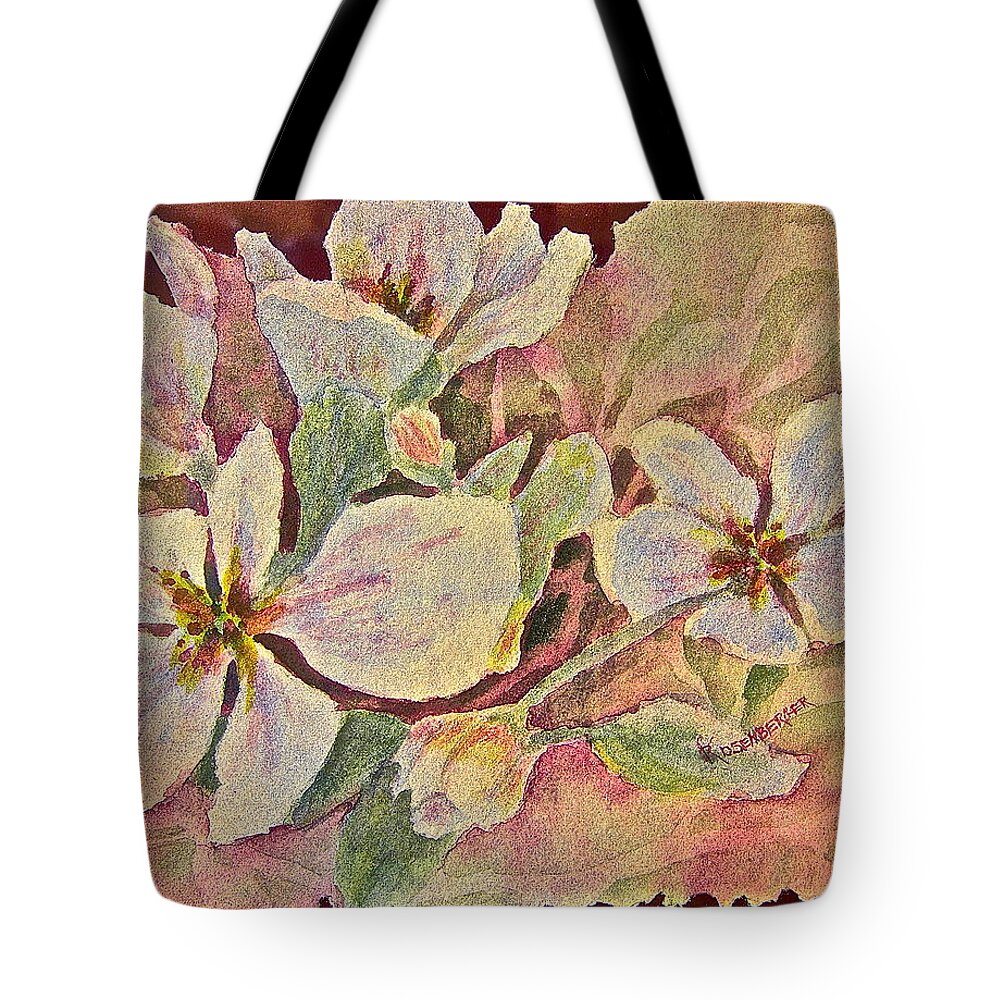 Watercolor Tote Bag featuring the painting Apple Blossoms by Carolyn Rosenberger