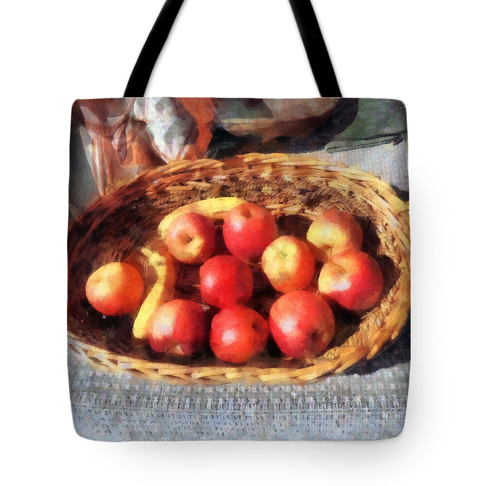 Apple Tote Bag featuring the photograph Apples and Bananas in Basket by Susan Savad
