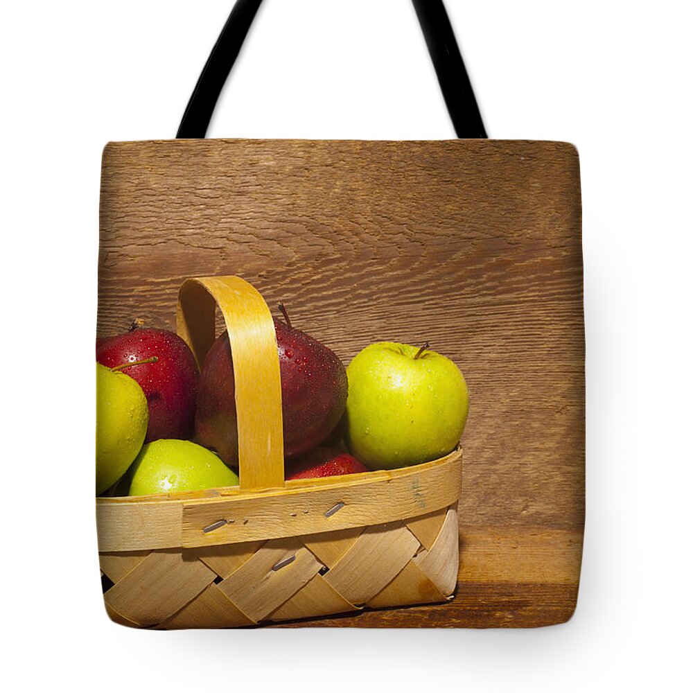 Apples Tote Bag featuring the photograph Apples In A Basket Waterloo Quebec by David Chapman