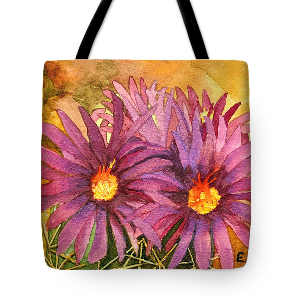 Cactus Flower Tote Bag featuring the painting Arizona Pincushion by Eric Samuelson