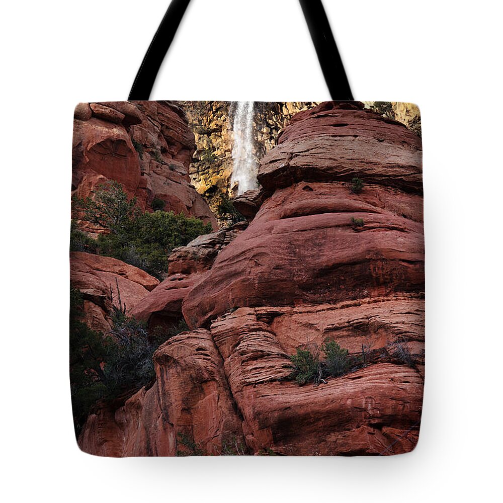 Arizona Tote Bag featuring the photograph Arizona Red Rocks Waterfall by Karen Lee Ensley