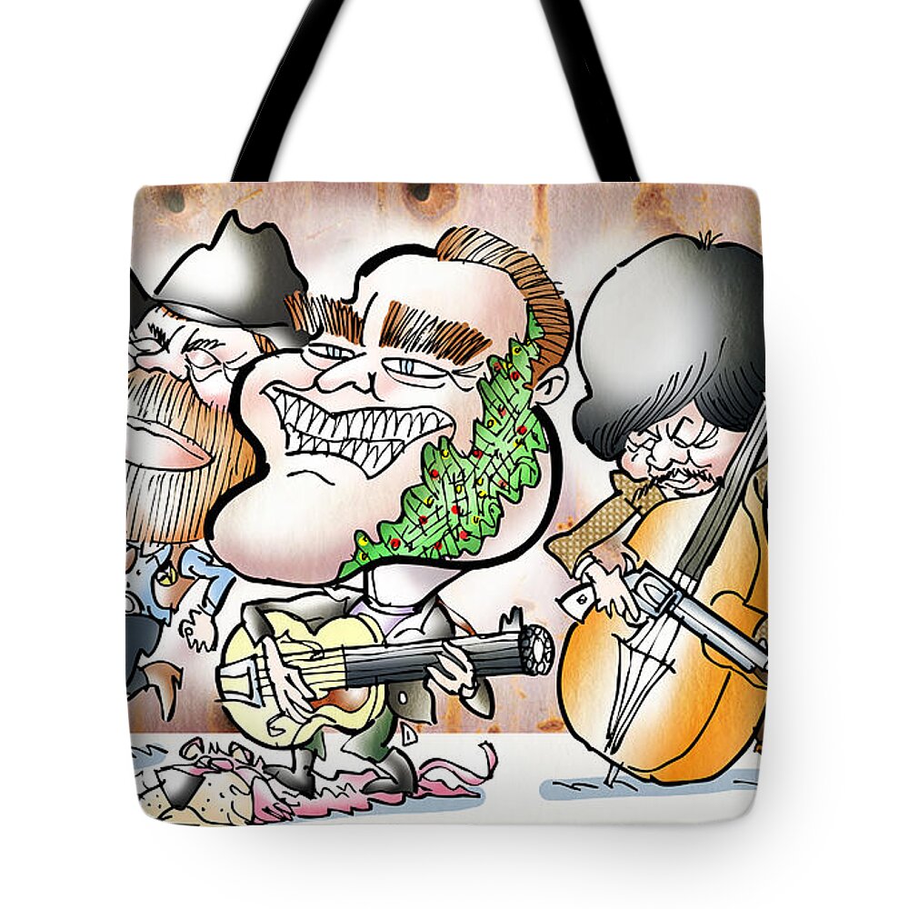 Music Tote Bag featuring the digital art Arnold and The Terminators by Mark Armstrong