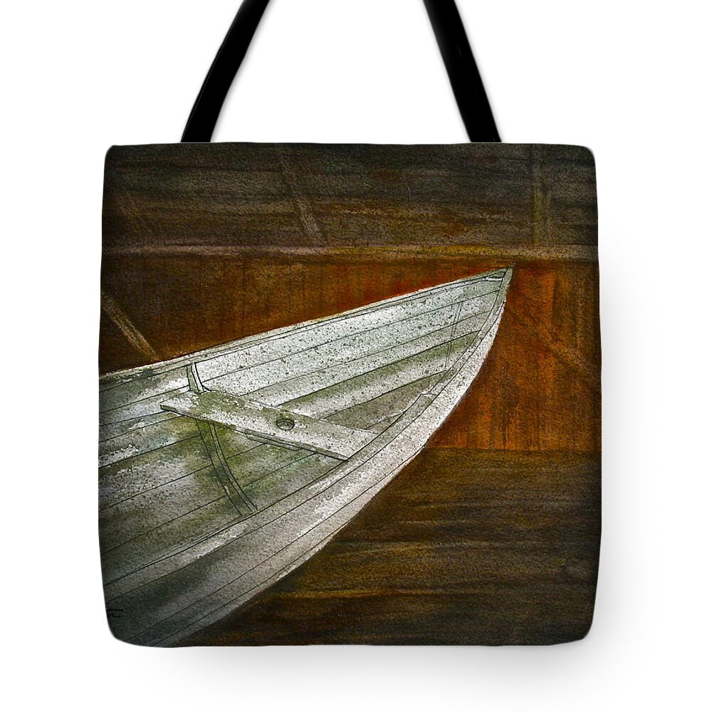 Maine Tote Bag featuring the painting Attic Dory by Frank SantAgata