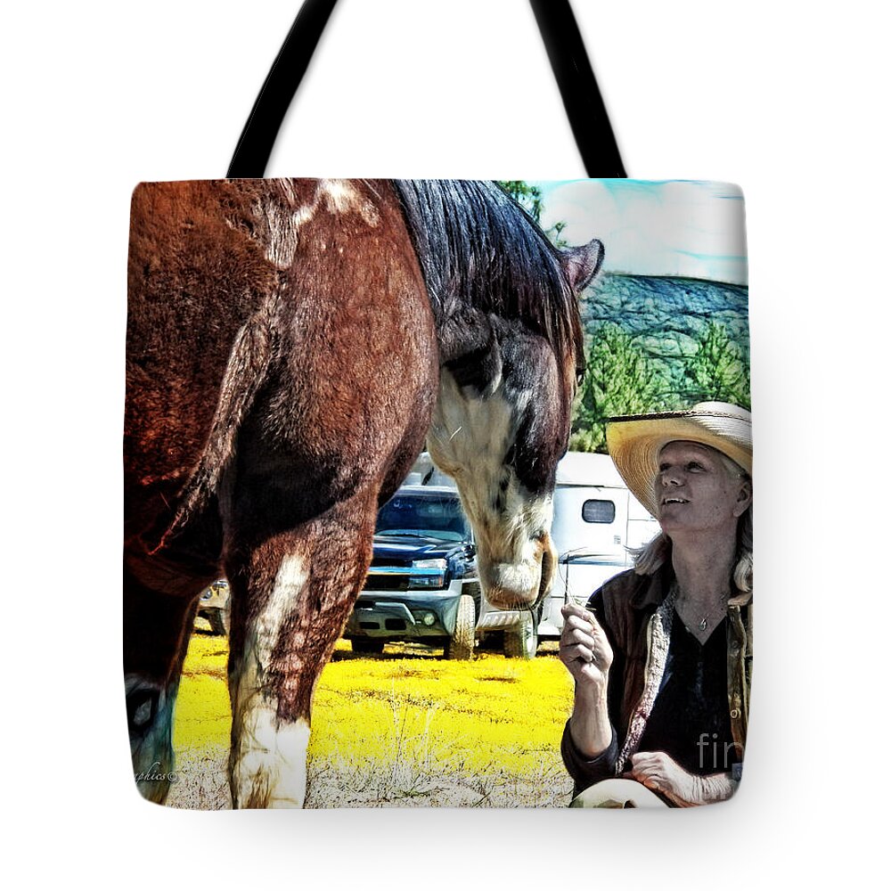  Tote Bag featuring the digital art Audrey and the Paint by Rhonda Strickland
