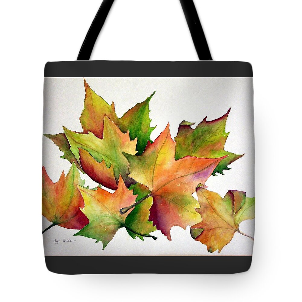 Leaves Tote Bag featuring the painting Autumn Leaves by Lyn DeLano