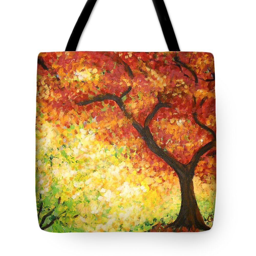Autumn Tote Bag featuring the painting Autumn Rainbow by Cami Lee