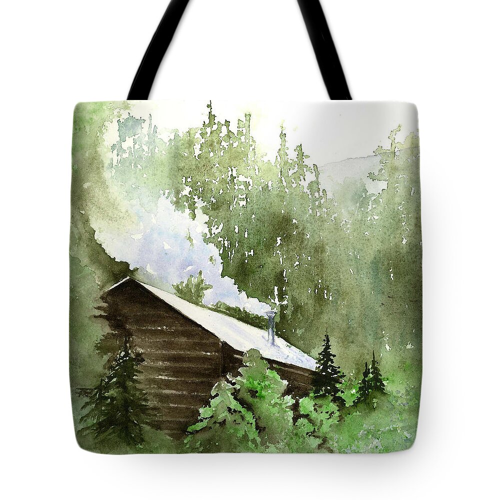 Landscape Tote Bag featuring the painting Backcountry Morning by Marsha Karle