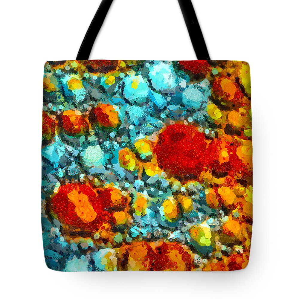 Orb Tote Bag featuring the mixed media Bacteria 5 by Angelina Tamez