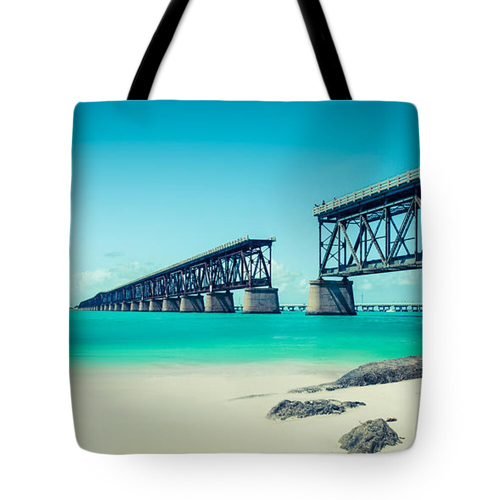 Atlantic Tote Bag featuring the photograph Bahia Hondas Railroad Bridge by Hannes Cmarits