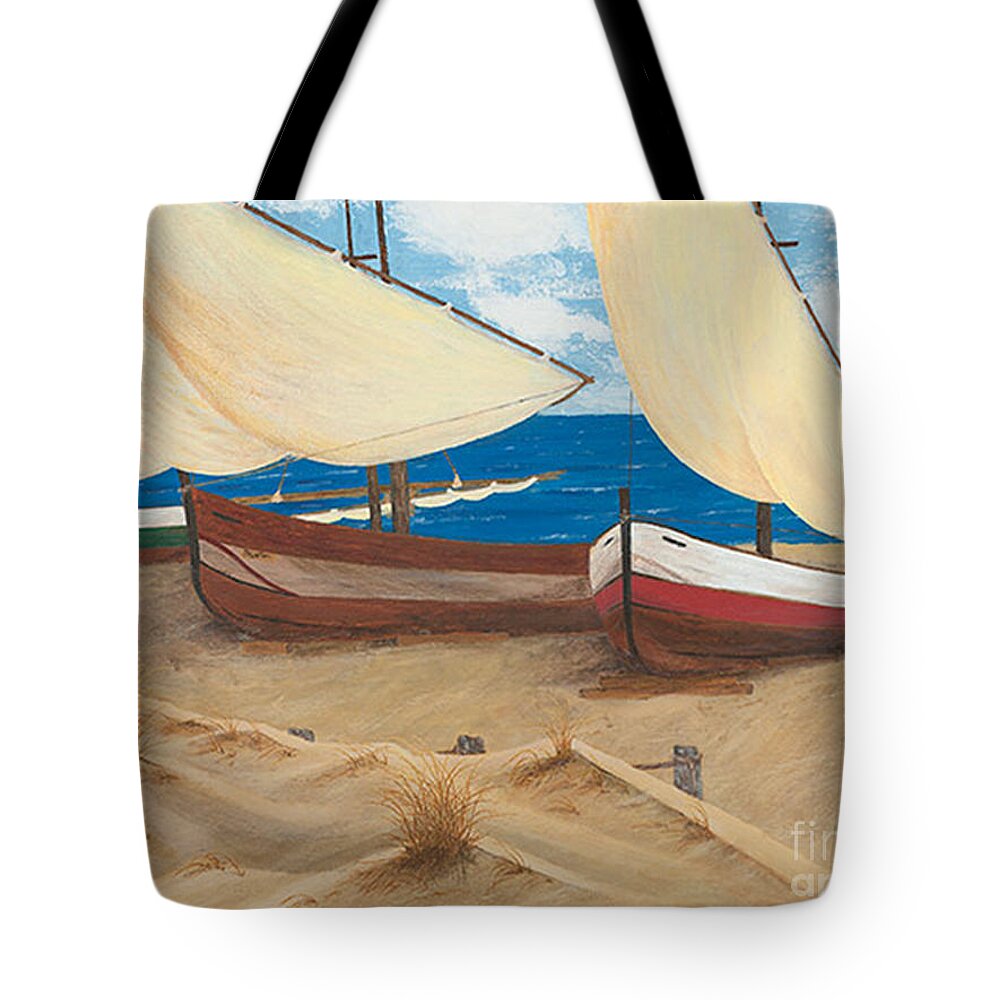 Sand Dunes Tote Bag featuring the painting Baja Beach Dunes by L J Oakes