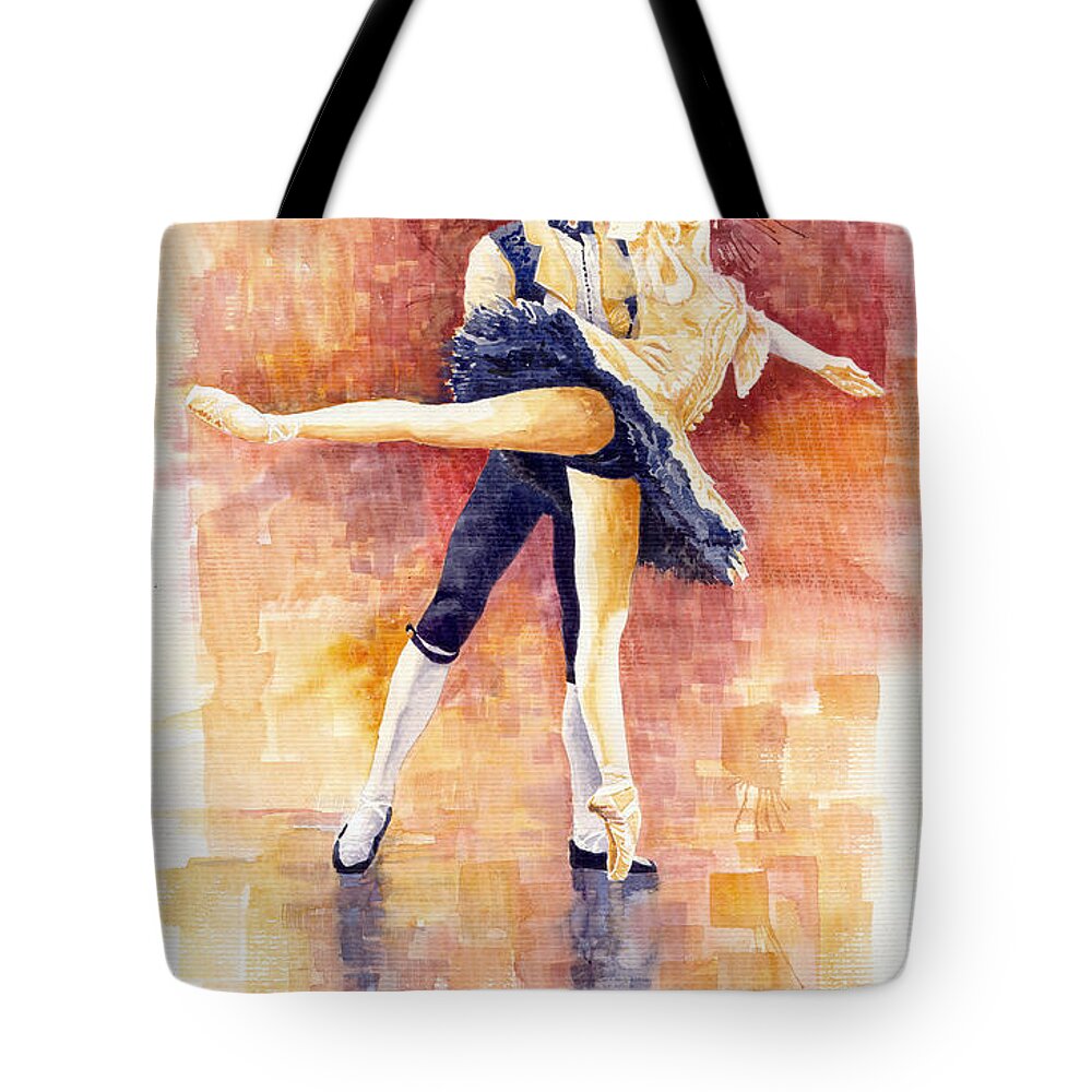 Watercolour Tote Bag featuring the painting Balet 01 by Yuriy Shevchuk