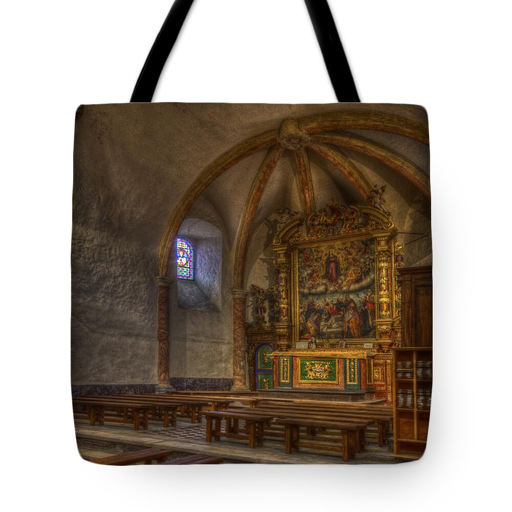 Clare Bambers Tote Bag featuring the photograph Baroque Church in Savoire France 3 by Clare Bambers