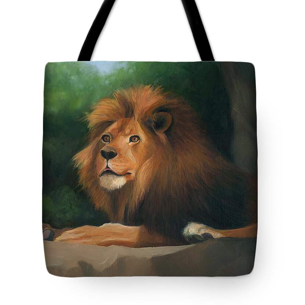 Lion Tote Bag featuring the painting Big Cat by Joe Winkler