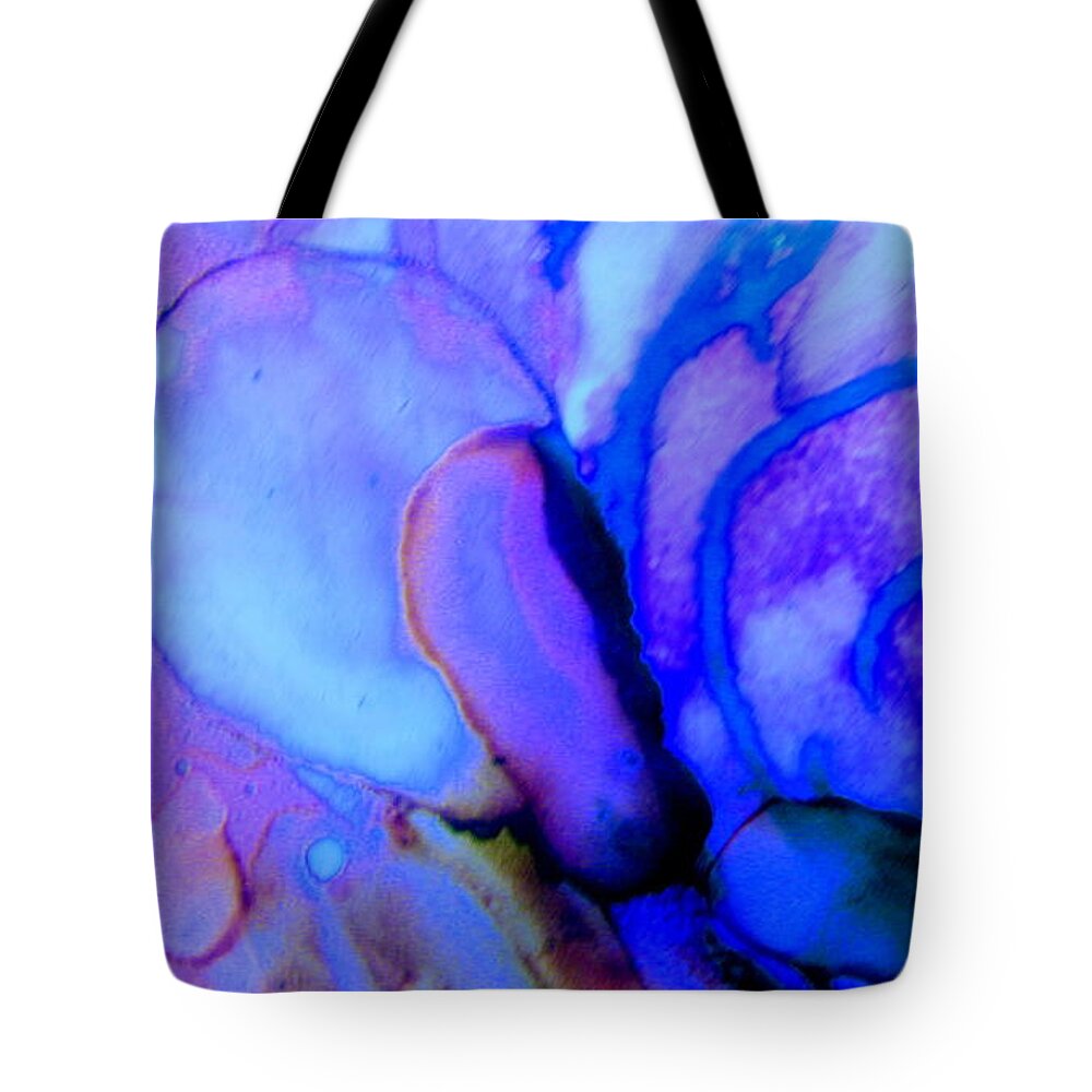 Abstract Tote Bag featuring the mixed media Biology Of Blue by Rory Siegel