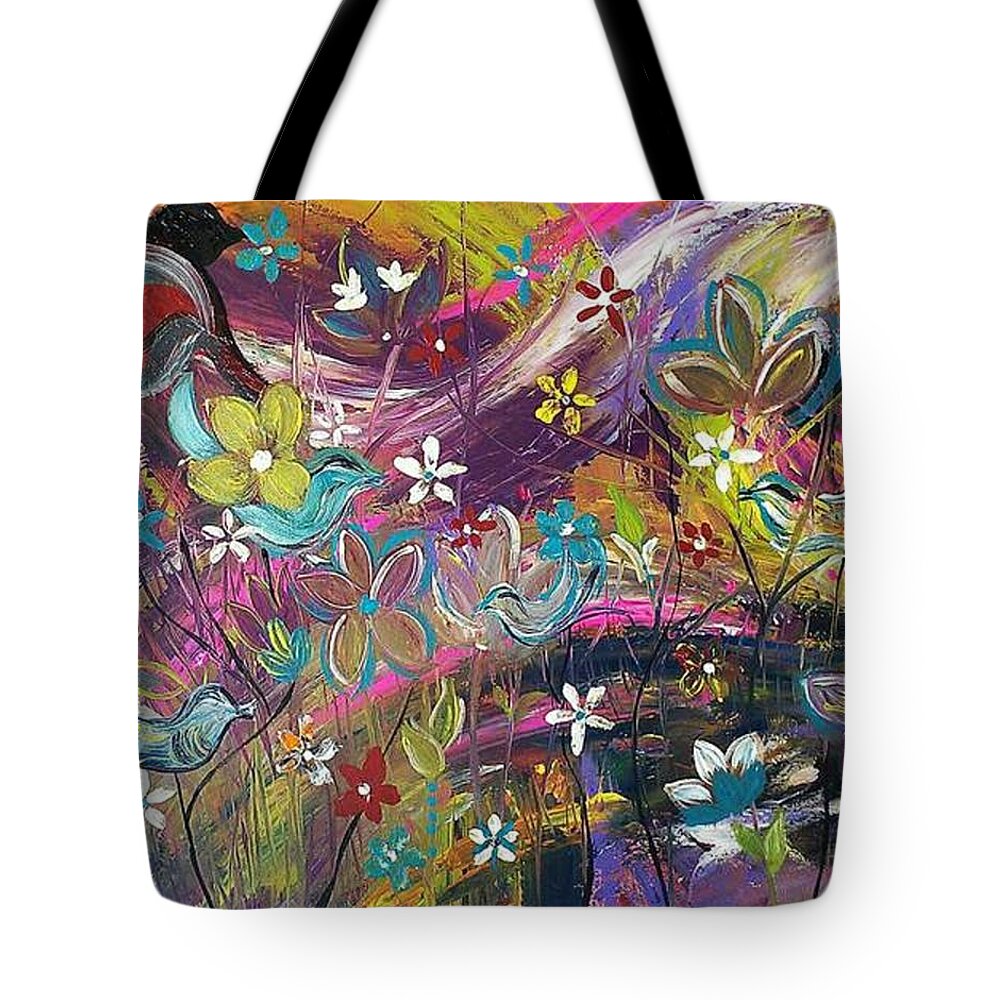 Doves Tote Bag featuring the painting Bird of a Feather by Kelly M Turner