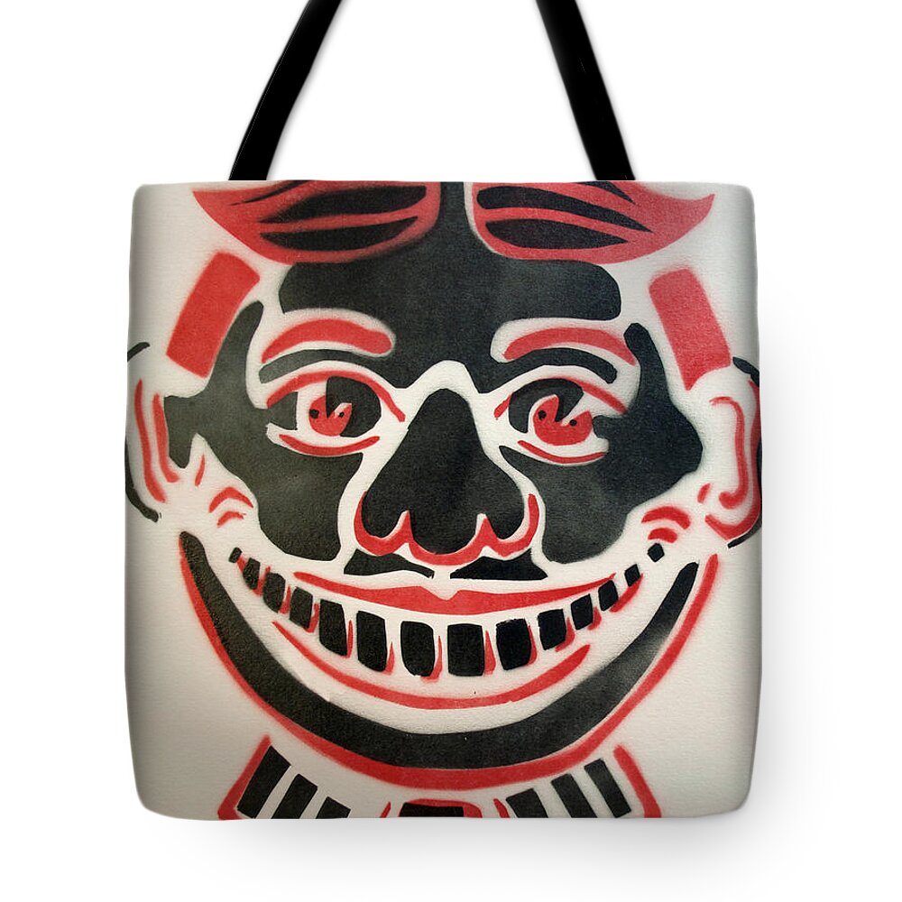 Tillie Of Asbury Park Tote Bag featuring the painting Black and red Tillie on White by Patricia Arroyo