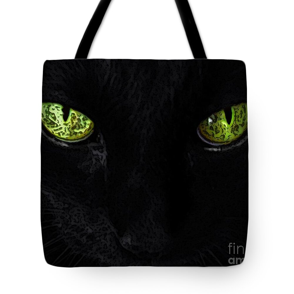 Cats Tote Bag featuring the digital art Black Cat Mystique by Dale  Ford