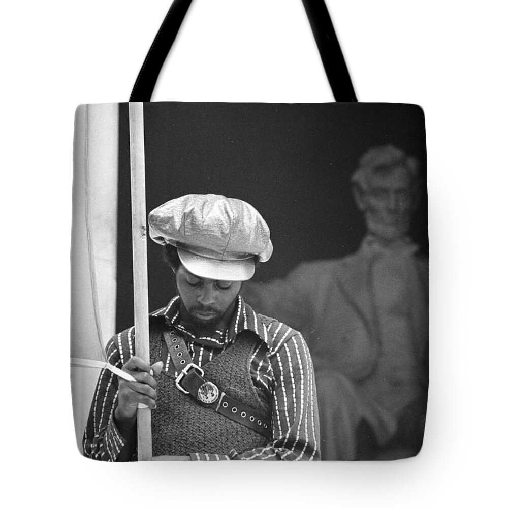black Panthers Tote Bag featuring the photograph Black Panthers at the Lincoln Memorial - 1970 by International Images