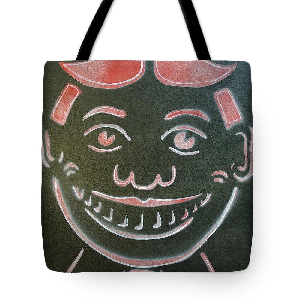Tillie Of Asbury Park Tote Bag featuring the painting Black Tilly with red and white by Patricia Arroyo