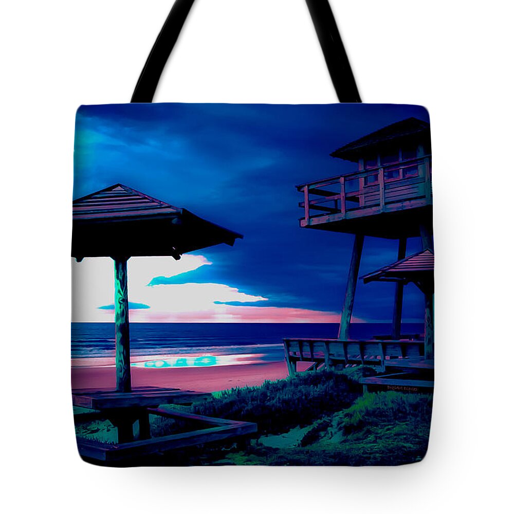 Tower Tote Bag featuring the photograph Blacklight Tower by DigiArt Diaries by Vicky B Fuller