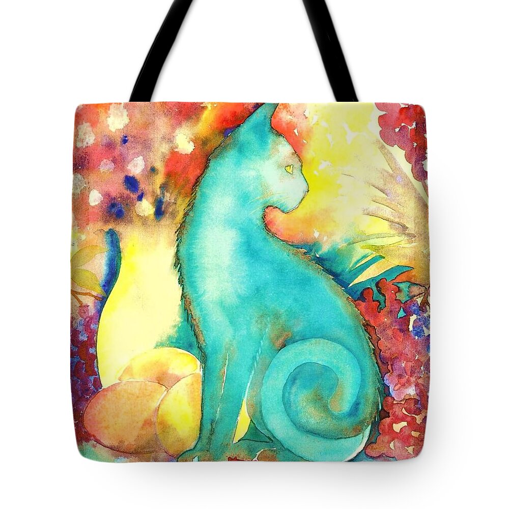 Animals Tote Bag featuring the painting Blue Damsel by Frances Ku