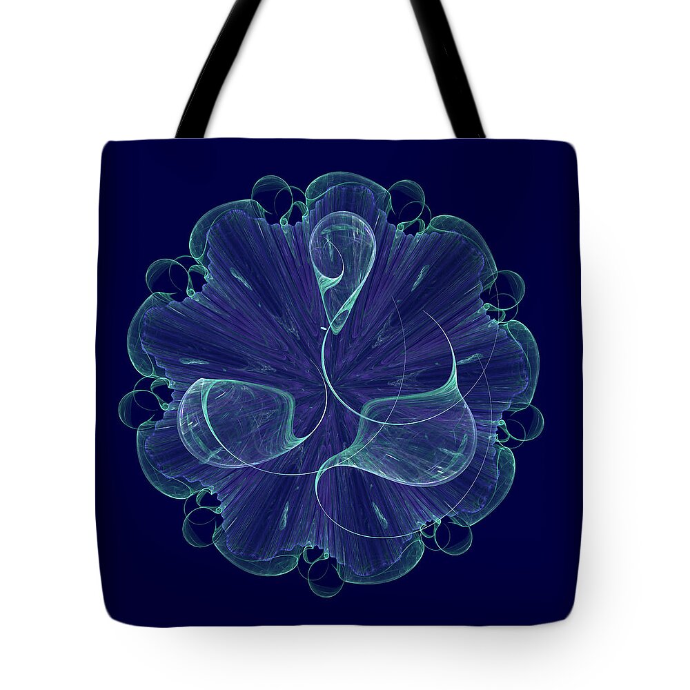 Fractal Tote Bag featuring the digital art Blue on Blue by Richard Ortolano