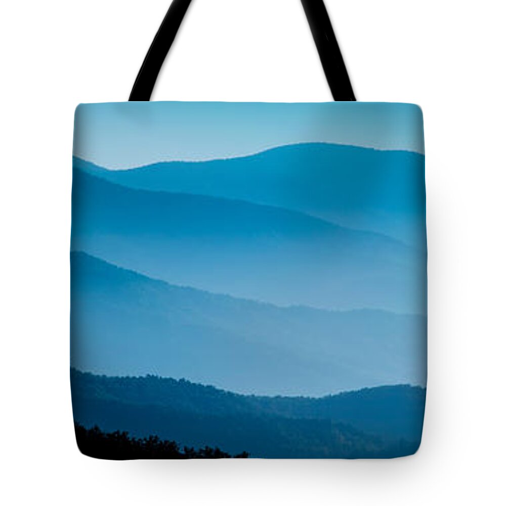 Asheville Tote Bag featuring the photograph Blue Ridges Panoramic by Joye Ardyn Durham