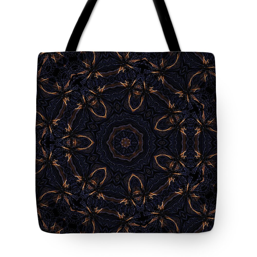 Kaleidoscope Tote Bag featuring the digital art Blue Velvet 2 by Rhonda Barrett