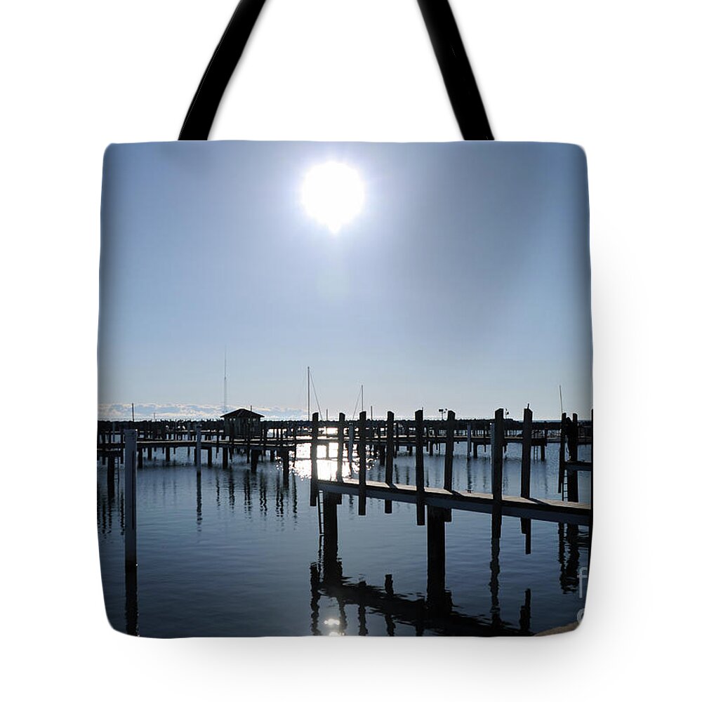 Water Tote Bag featuring the photograph Boat Harbor Lexington MI by Ronald Grogan