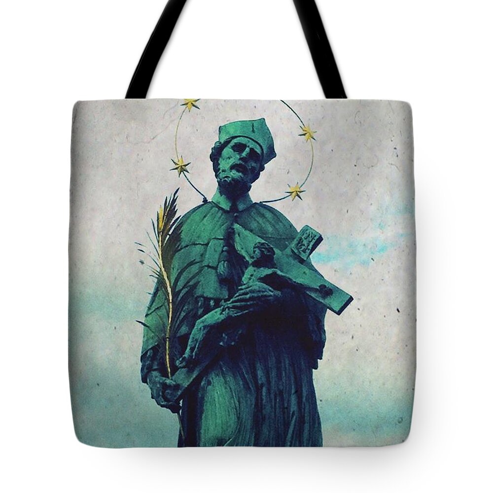 Saint Tote Bag featuring the mixed media Bohemian Saint by Linda Woods