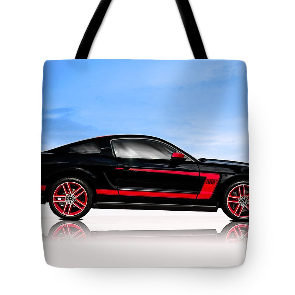 Mustang Tote Bag featuring the digital art Boss Mustang by Douglas Pittman