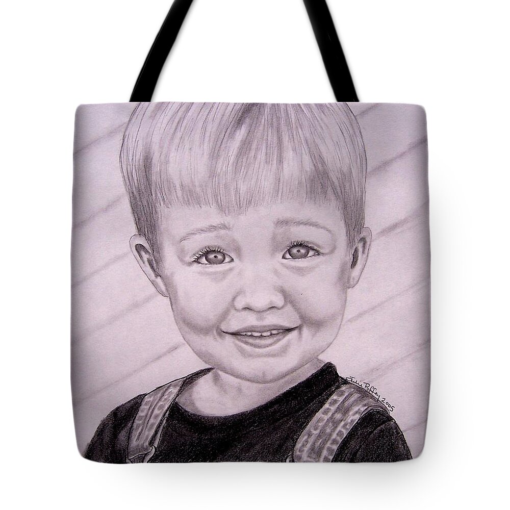 Boy Tote Bag featuring the drawing Brady by Julie Brugh Riffey
