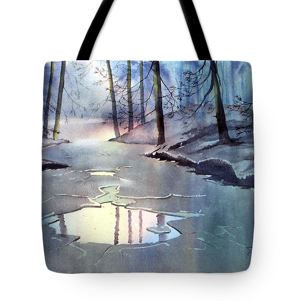 Winter Tote Bag featuring the painting Breaking Ice by Glenn Marshall