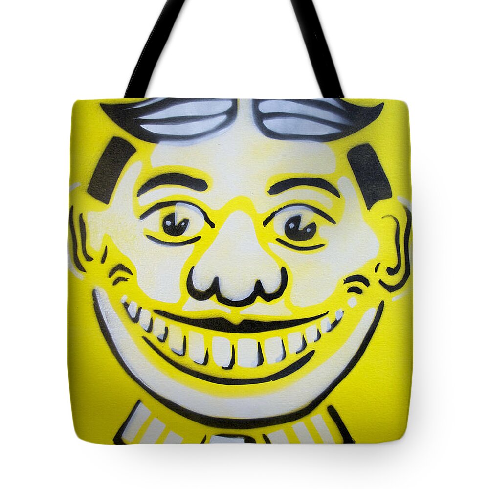 Tillie Of Asbury Park Tote Bag featuring the painting Bright white yellow Tillie by Patricia Arroyo