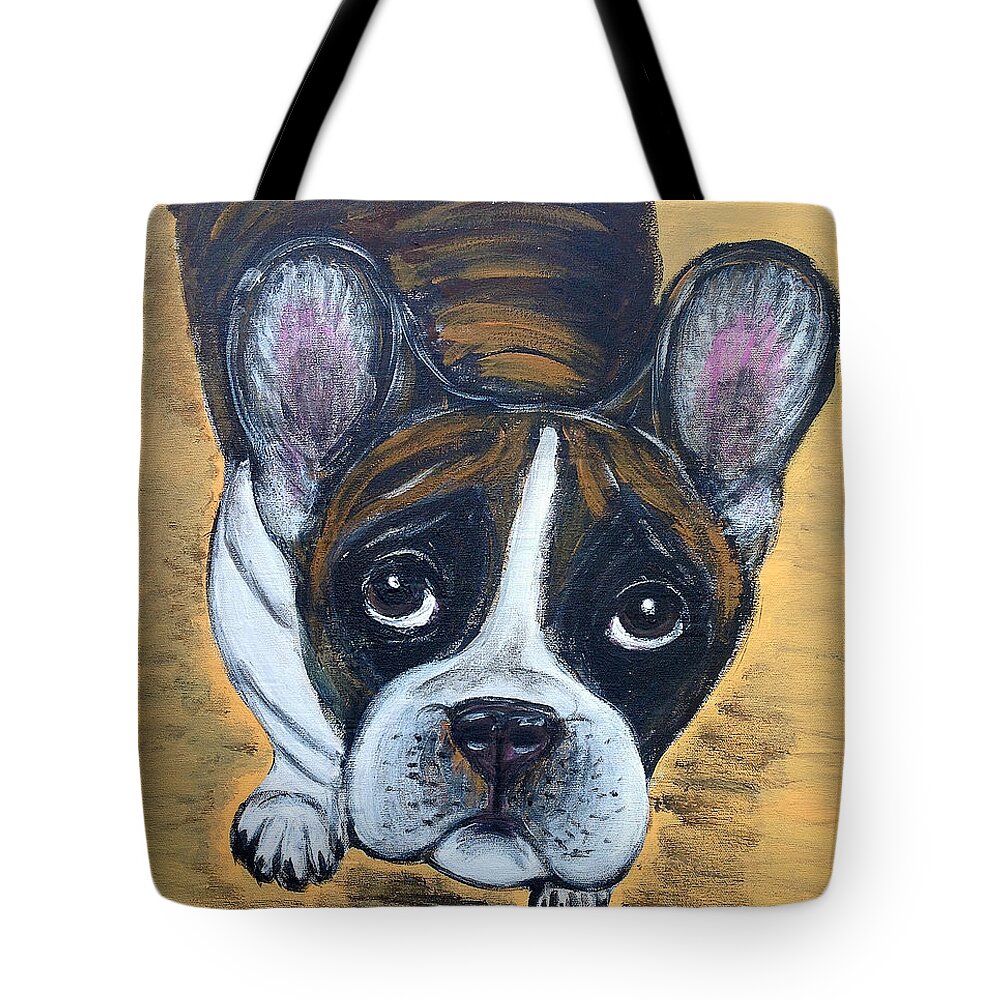 French Bulldog Tote Bag featuring the painting Brindle Frenchie by Ania M Milo