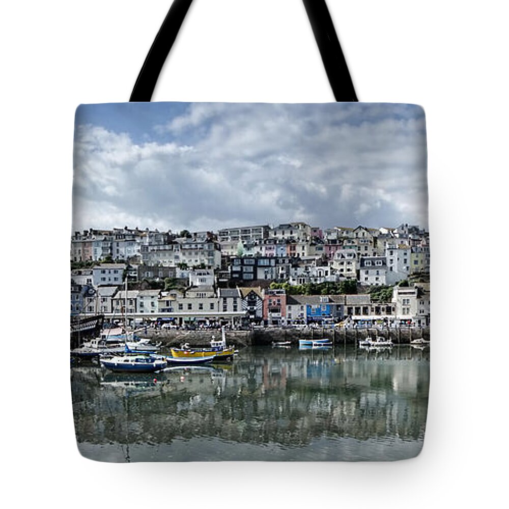 Brixham Tote Bag featuring the photograph Brixham Harbour - Panorama by Ann Garrett