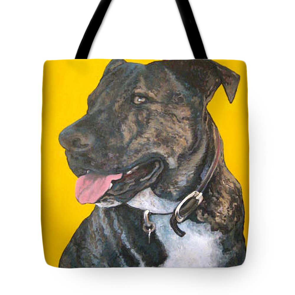 Dog Portrait Tote Bag featuring the painting Buddy by Tom Roderick