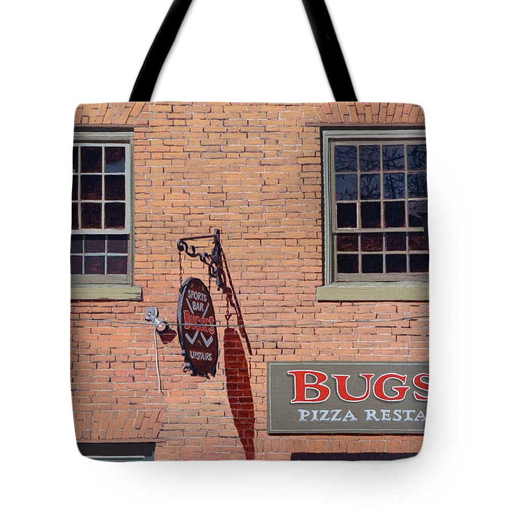 Urban Landscape Tote Bag featuring the painting Bugsy's by Craig Morris