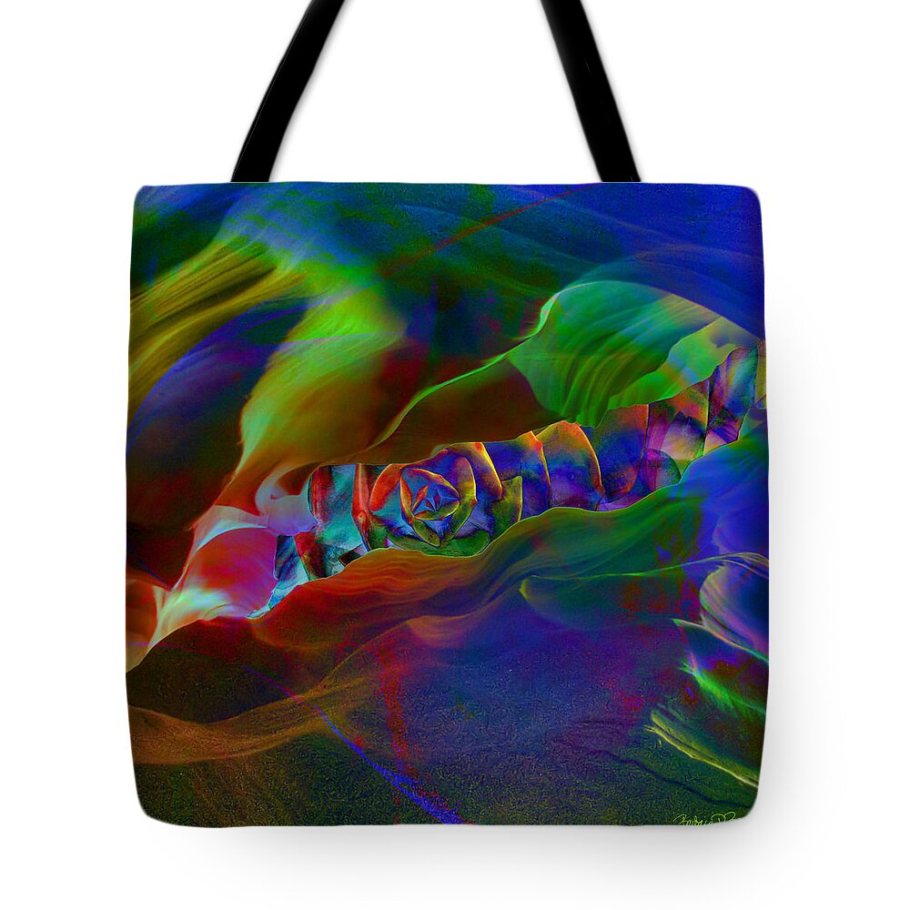 Abstract Tote Bag featuring the digital art Burrow by Barbara Berney