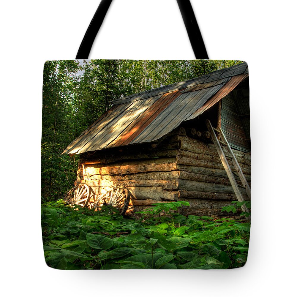 Bush Tote Bag featuring the photograph Cabin in the Woods by Jakub Sisak